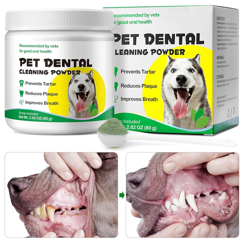 犬猫生活　DENTAL POWDER Amazon.com : Dog Teeth Cleaning Powder，Dog Dental Powder